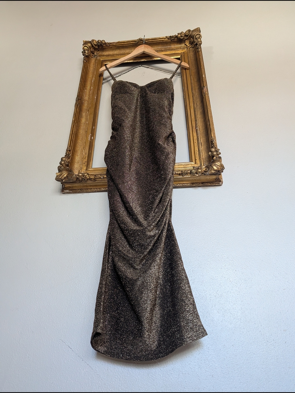 Liz & Sara Metallic Brown Evening Dress